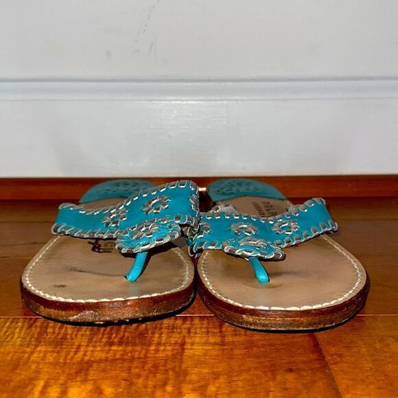 Palm Beach Turquoise Flip Flop Sandals Sz 6 - Picture 4 of 8